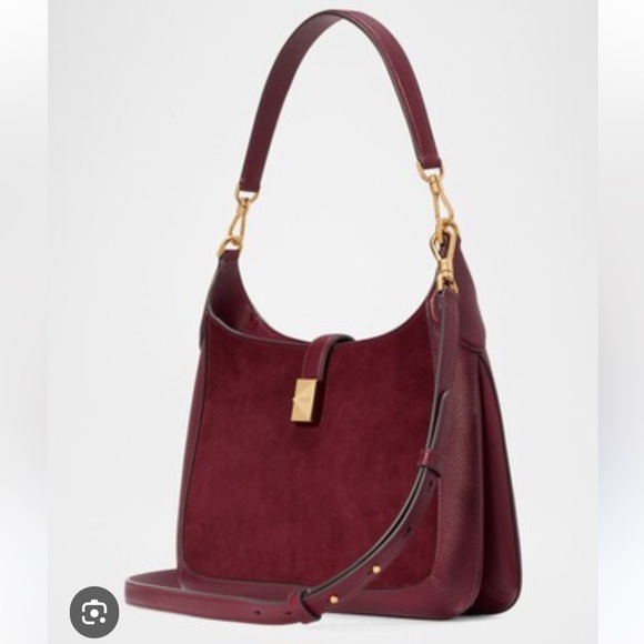 🍒 Kate Spade Leather & Suede Hobo Shoulder Bag --Gold Lock - Picture 7 of 11